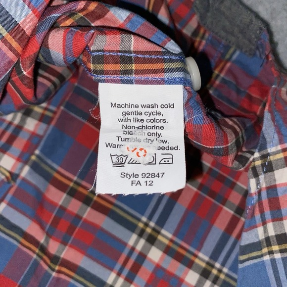 J.Crew Men's Tartan Plaid Shirt Large Red Blue Button Front Long Sleeve Casual - Picture 5 of 12